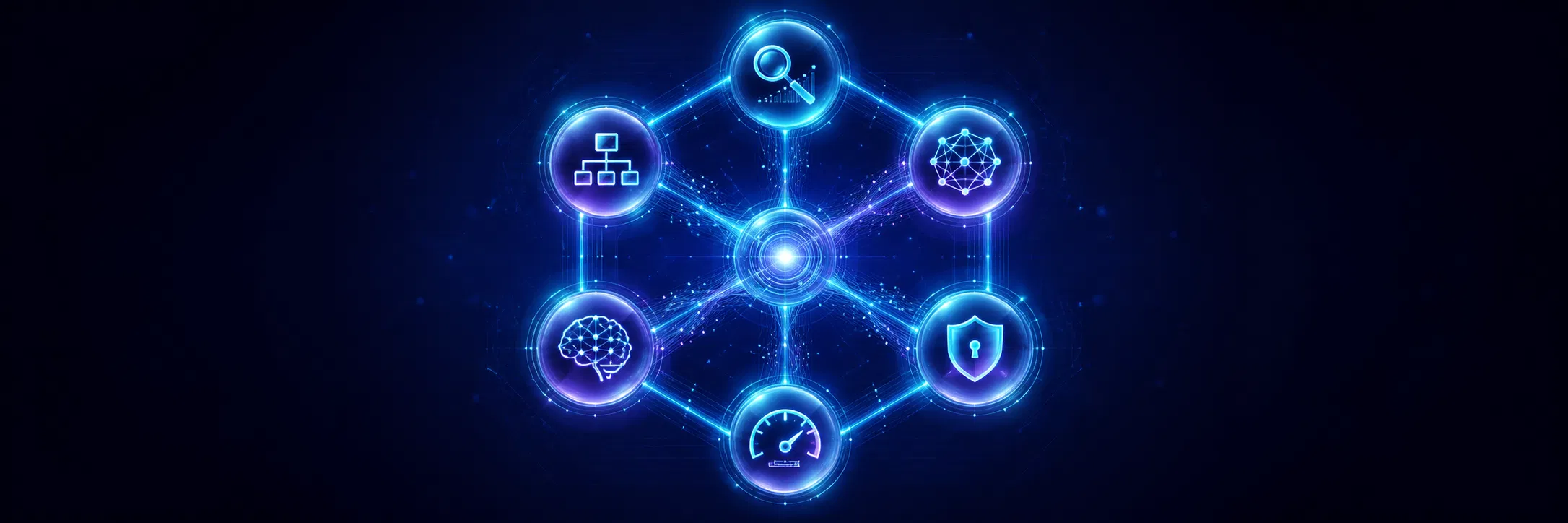 Esquema visual con las seis dimensiones de una auditoría web moderna: SEO técnico, estructura, semántica, GEO, seguridad y acciones priorizadas